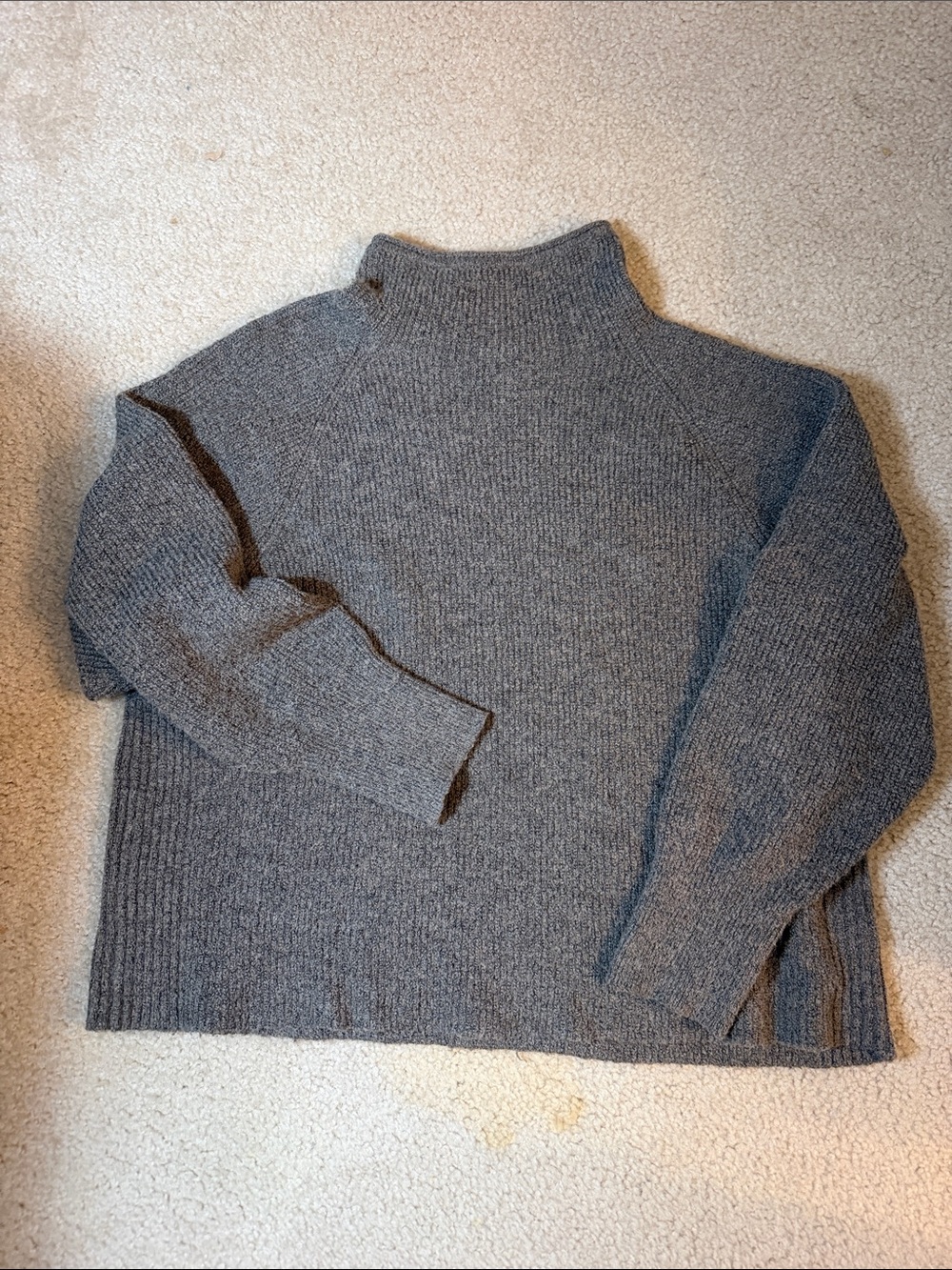 Cozy Brown Funnel- Neck Sweater - Relaxed Rib Knit